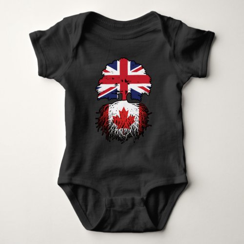 Canada Canadian British UK Tree Roots Flag Baby Bodysuit