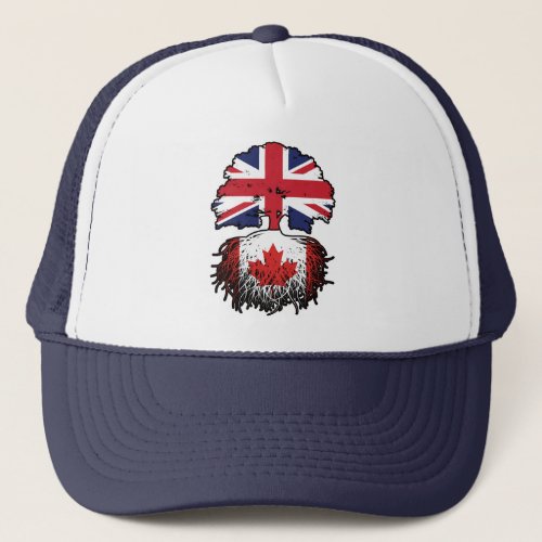 Canada Canadian British UK Tree Roots Flag Trucker Hat