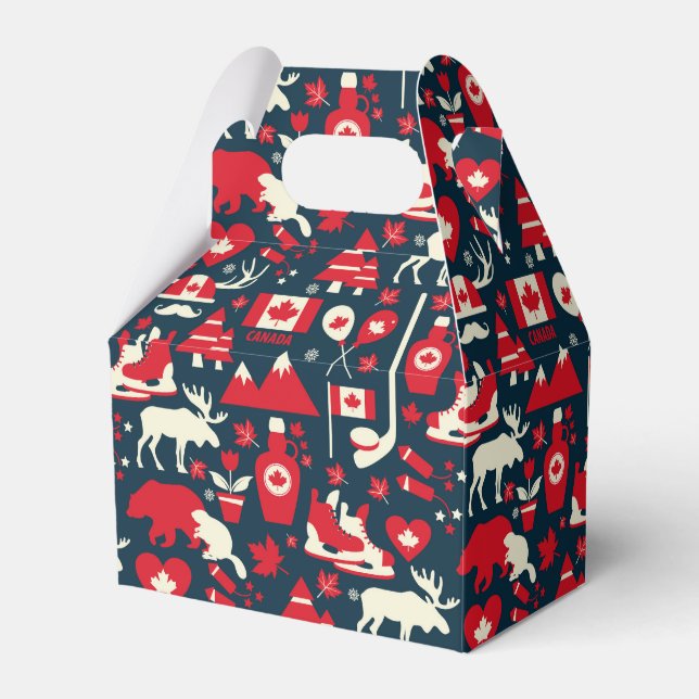 Canada Canadian Christmas Winter Moose Pattern Favor Boxes (Front Side)