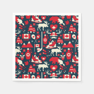 Canada Canadian Christmas Winter Moose Pattern Napkins