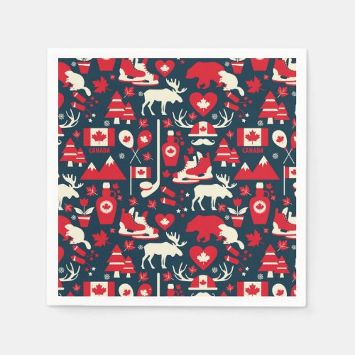Christmas Party Supplies 16 Canada Canadian Christmas Winter Moose Pattern Napkins