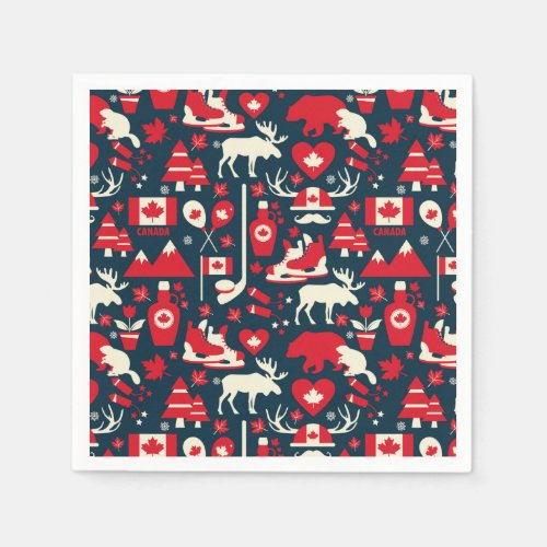 Canada Canadian Christmas Winter Moose Pattern Napkins