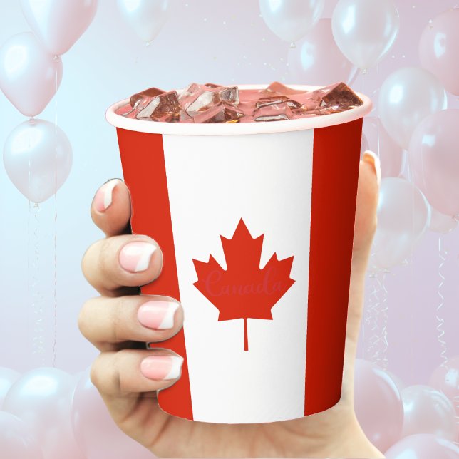 Canada Canadian Flag Maple Leaf Red & White  Paper Cups (Canada Canadian flag paper cup)