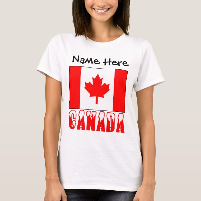 Canada Canadian Flag Personalized T-Shirt (Front)