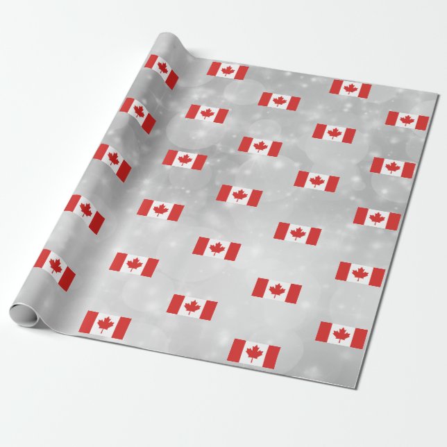 Canada Canadian Flag Red Maple Leaf Wrapping Paper (Unrolled)