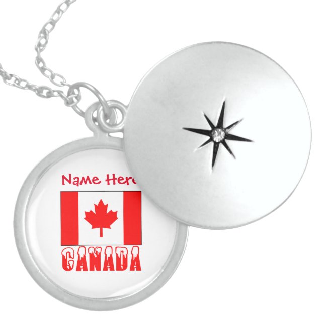 Canada Canadian Flag Red Personalization  Locket Necklace (Front)