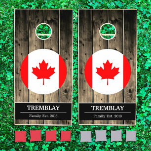 Canada & Canadian Flag Rustic Wood / Family fun Cornhole Set