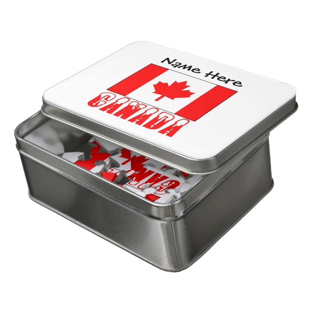 Canada Canadian Flag Snow Capped Personalized  Jigsaw Puzzle (Lid Open)