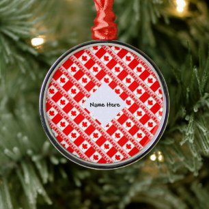 Canada Canadian Flag Tiled Personalized Metal Ornament