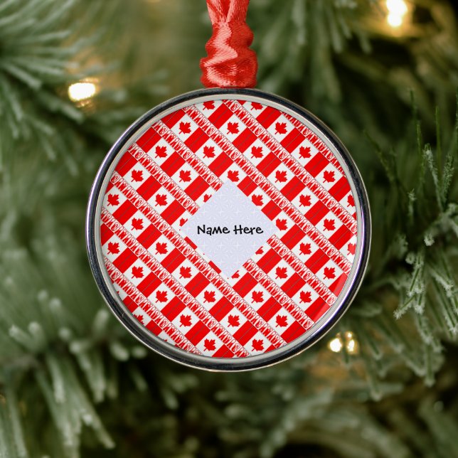 Canada Canadian Flag Tiled Personalized  Metal Ornament (Tree)