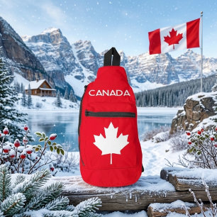 CANADA. Canadian maple leaf. Patriotic. Sling Bag