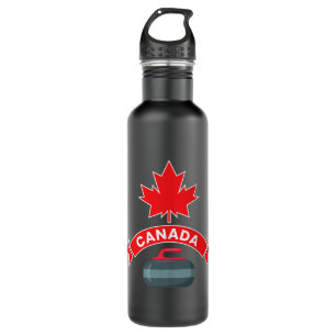 Canada Canadian Team Curling Red White Winter Spor Stainless Steel Water Bottle