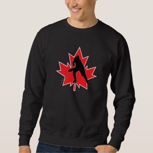 Canada Canadian Team Hockey Red White Winter Sport Sweatshirt