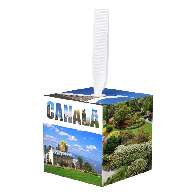 Canada Canadian Vacation Trip Travel Photos Cube Ornament (Front Angled)
