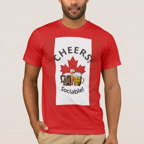CANADA Cartoon 3 Cheers Sociable T_Shirt