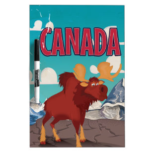 Canada Cartoon Vintage Moose Poster Dry-Erase Board