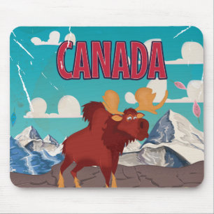 Canada Cartoon Vintage Moose Poster Mouse Pad
