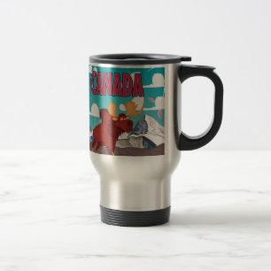 Canada Cartoon Vintage Moose Poster Travel Mug