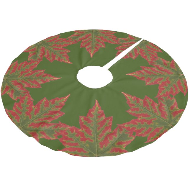 Canada Christmas Tree Skirt Maple Leaf Tree Skirt (Angled)