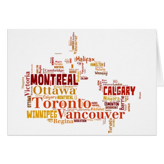 Canada Cities Word Art Cards (Front Horizontal)