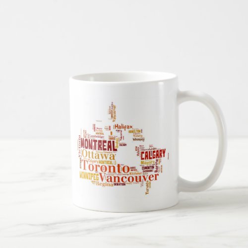 Canada Cities Word Art Coffee Mug