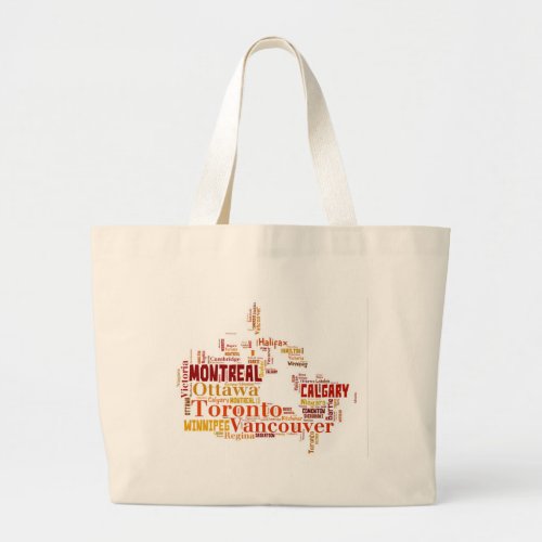 Canada Cities Word Art Large Tote Bag