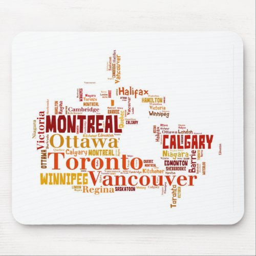 Canada Cities Word Art Mouse Pad