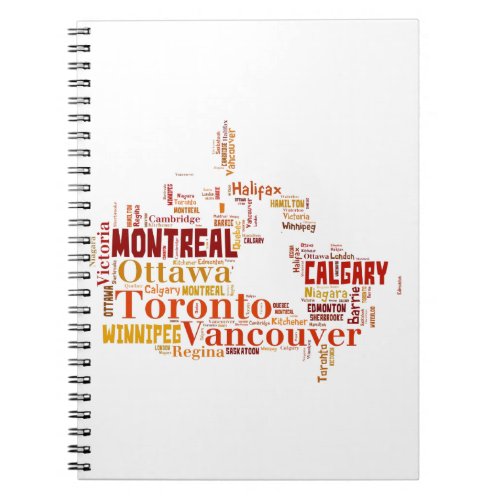 Canada Cities Word Art Notebook