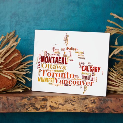 Canada Cities Word Art  Plaque
