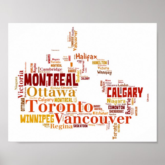 Canada Cities Word Art   Poster (Front)