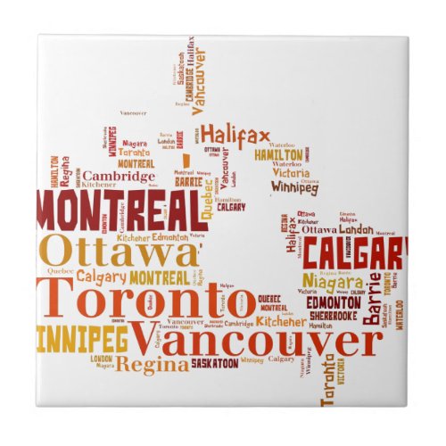 Canada Cities Word Art Tile