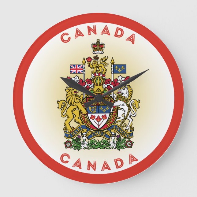 Canada Coat of Arms Circle Shape Large Clock (Front)