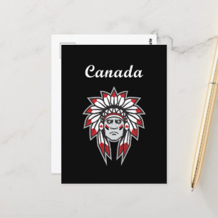 Canada Colorful Native American Indian Chief Dark Postcard