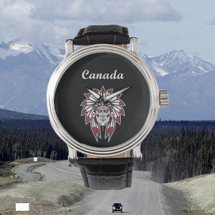 Canada Colorful Native American Indian Chief Dark Watch