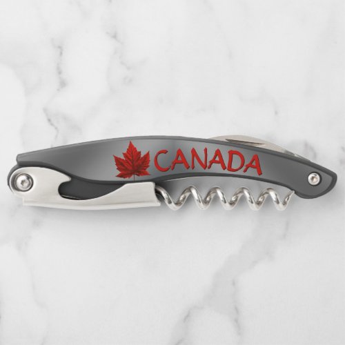 Canada Corkscrew Custom Maple Leaf Bottle Opener