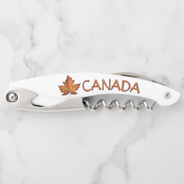 Canada Corkscrew Custom Maple Leaf Bottle Opener (Front)