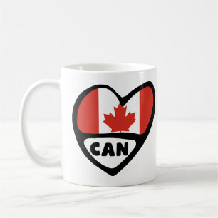 Canada Country Code Flag Heart, CAN Coffee Mug
