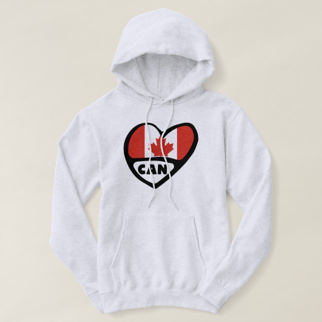 Canada Country Code Flag Heart, CAN Hoodie (Design Front)
