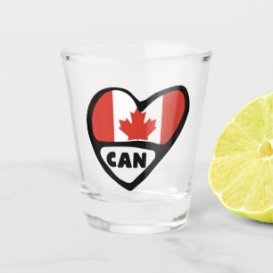 Canada Country Code Flag Heart, CAN Shot Glass