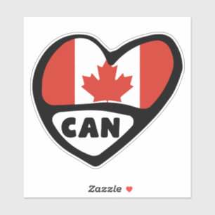 Canada Country Code Flag Heart, CAN  Sticker