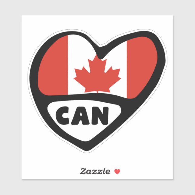 Canada Country Code Flag Heart, CAN  Sticker (Sheet)