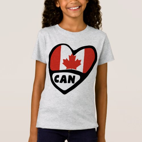 Canada Country Code Flag Heart CAN T_Shirt