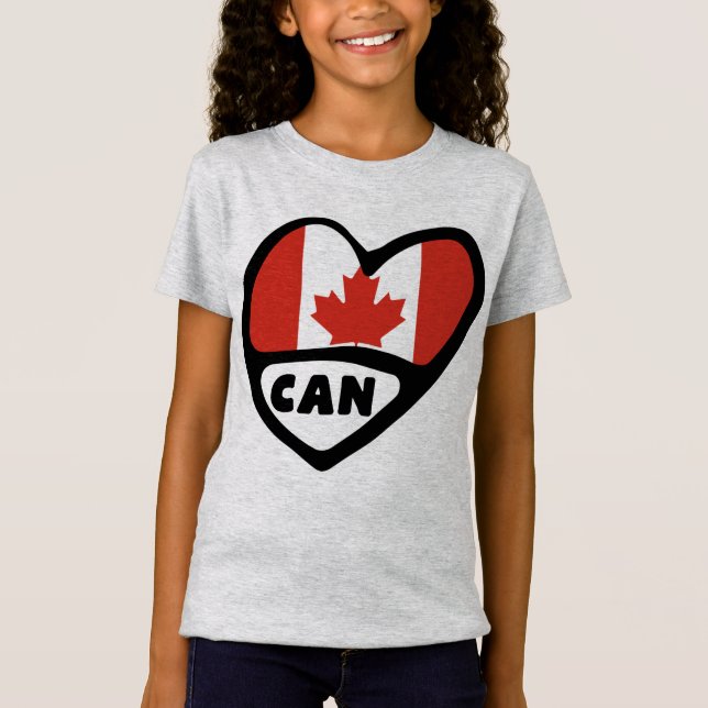 Canada Country Code Flag Heart, CAN T-Shirt (Front)