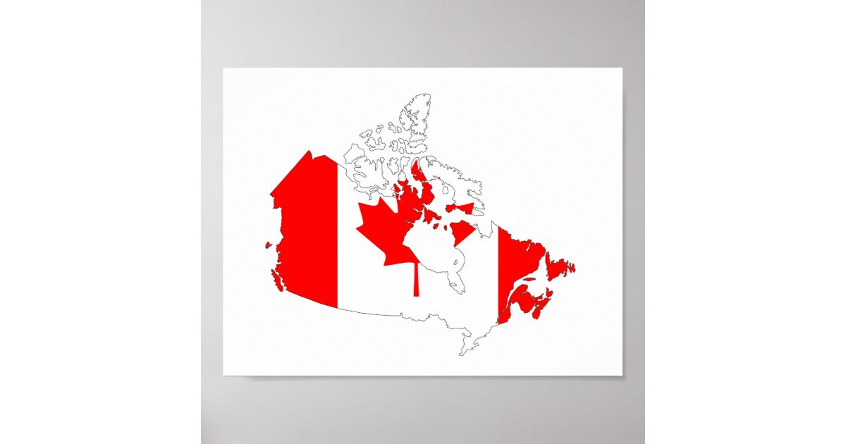 canada country flag map shape silhouette symbol poster | Zazzle