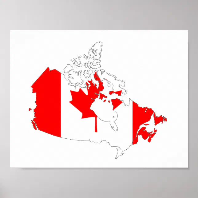 canada country flag map shape silhouette symbol poster | Zazzle