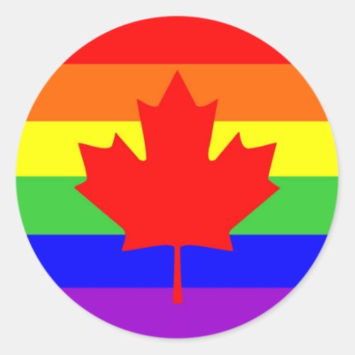 canada country gay proud rainbow flag classic round sticker