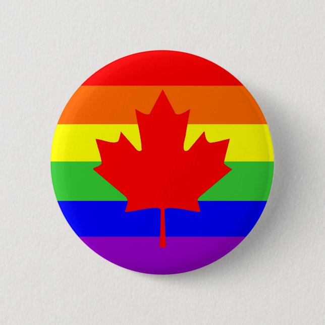 canada country gay proud rainbow flag pinback button (Front)