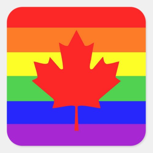 canada country gay proud rainbow flag square sticker