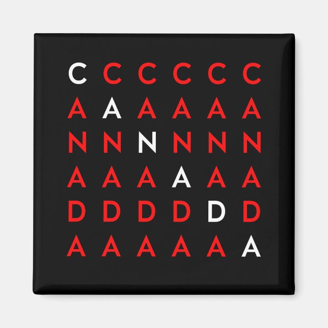 Canada Crossword Puzzle Grid Dark Color Magnet (Front)