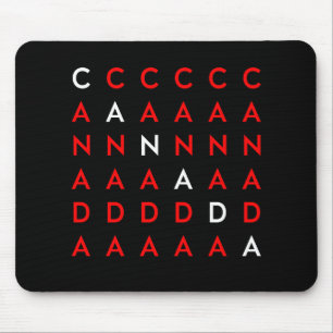 Canada Crossword Puzzle Grid Dark Color Mouse Pad